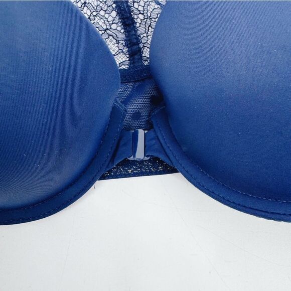 Victoria's Secret Navy Lace Racerback T-Shirt Push Up Full Coverage Bra 34B - Picture 5 of 6